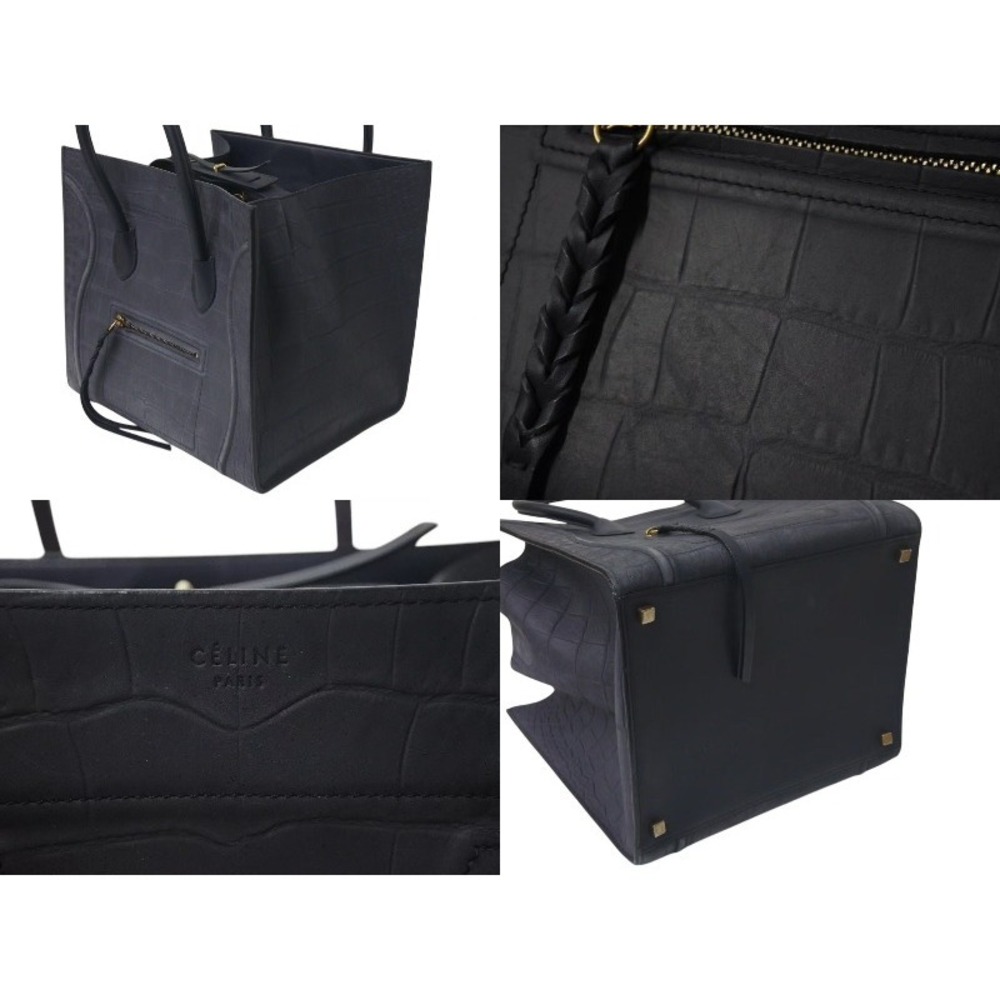 CELINE Luggage Phantom Square Handbag Crocodile Embossed Leather - Picture 3 of 8